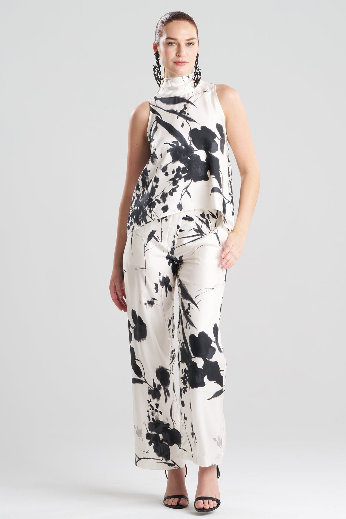 Natori Nara Silk Twill Halter Scarf Top
