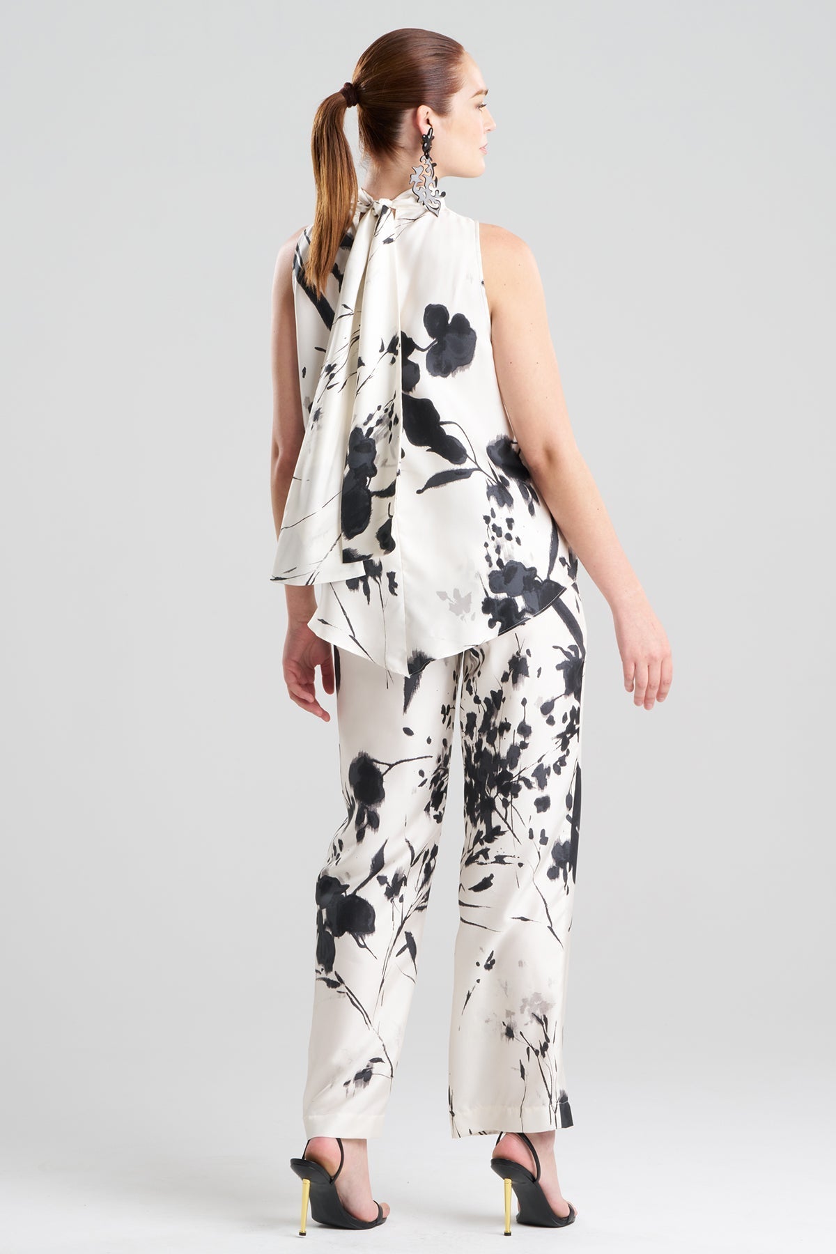 Natori Nara Silk Twill Halter Scarf Top