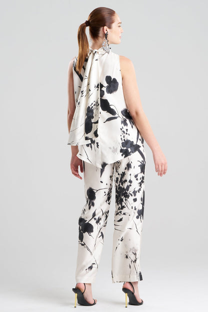 Natori Nara Silk Twill Halter Scarf Top