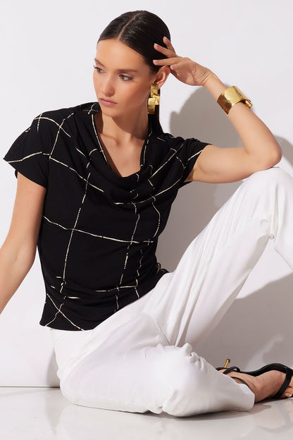Natori Zia Crepe Knit Asymmetric Drape Top