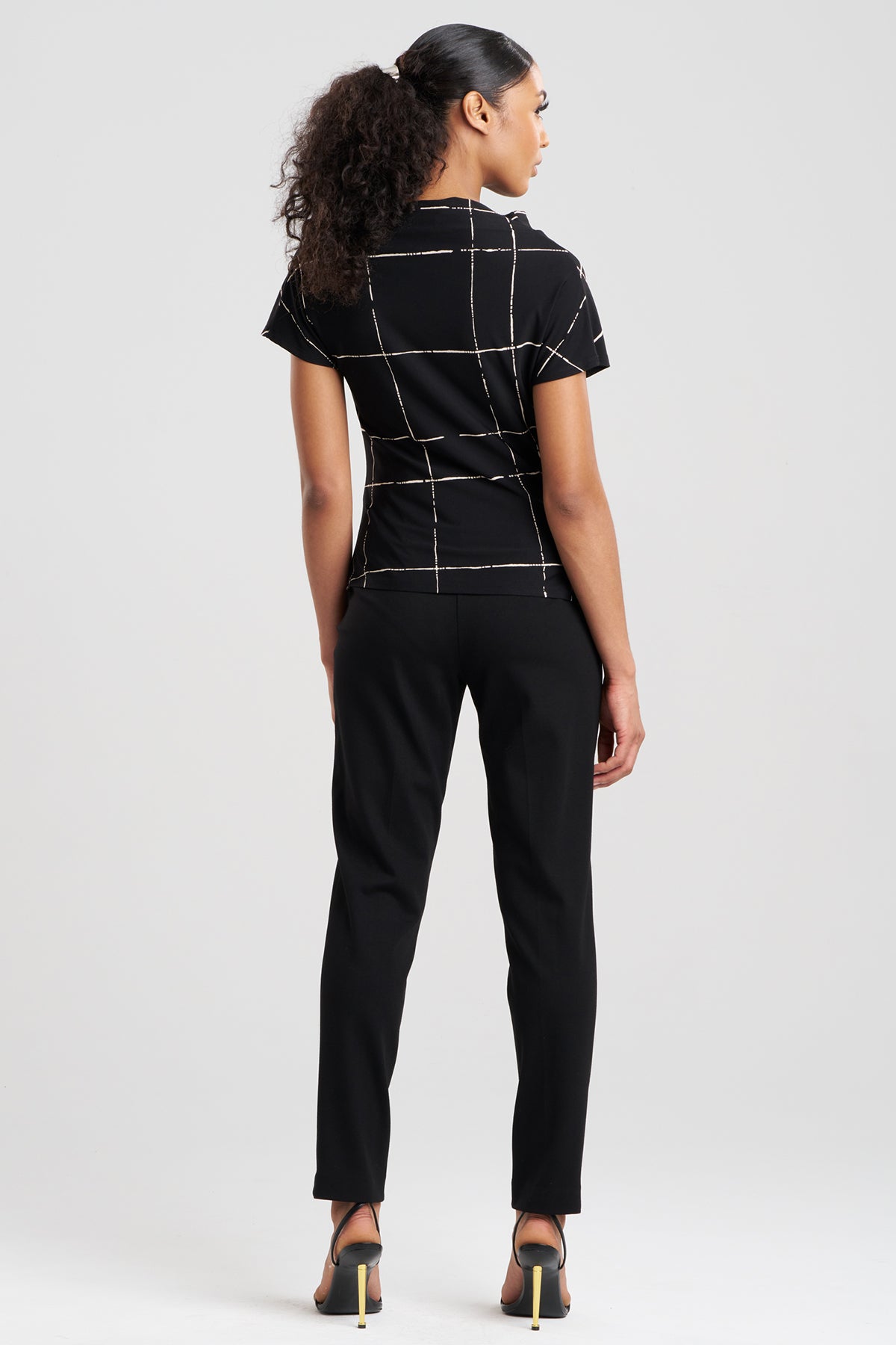 Natori Zia Crepe Knit Asymmetric Drape Top