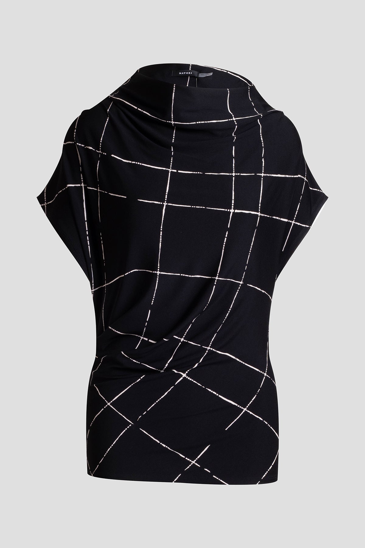 Natori Zia Crepe Knit Asymmetric Drape Top