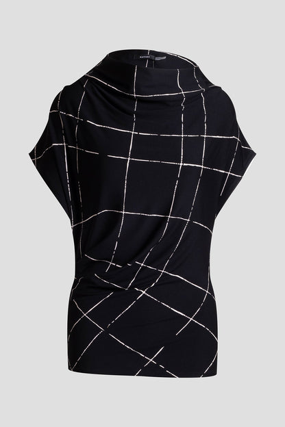 Natori Zia Crepe Knit Asymmetric Drape Top