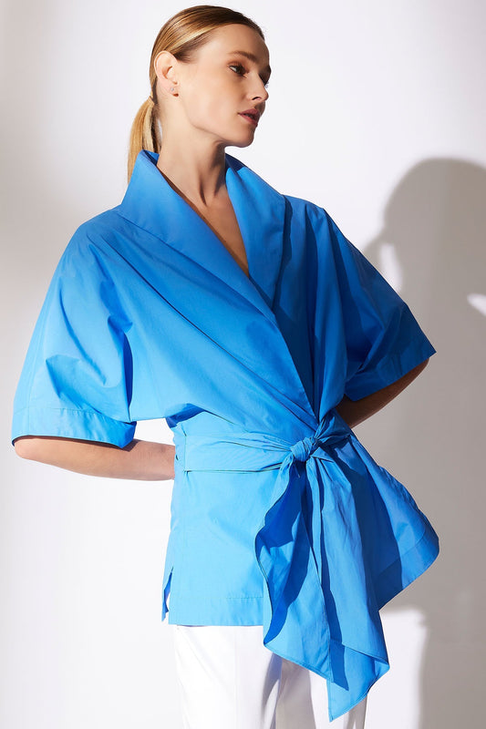 Natori Techno Poplin Wrap Top