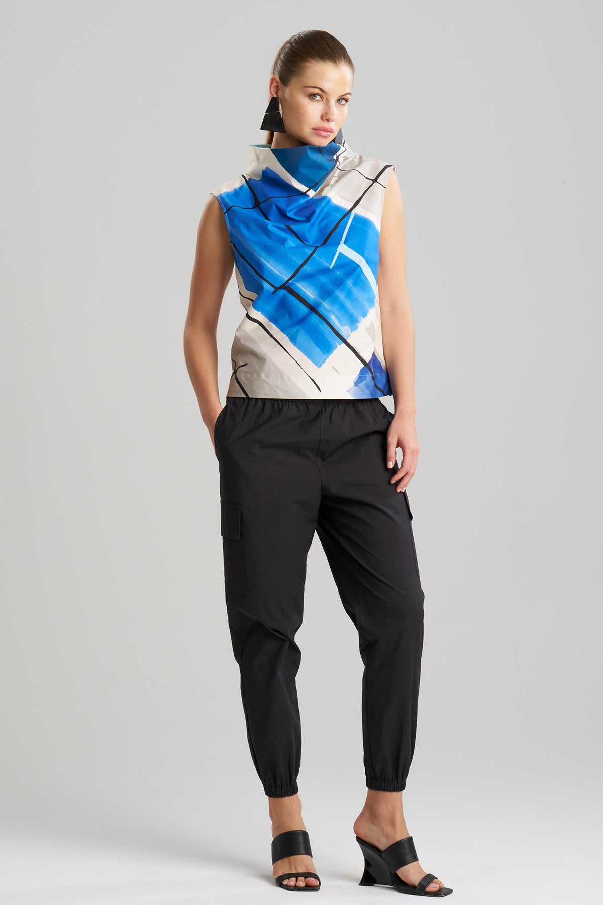 Natori Buy Sorairo Printed Cotton Poplin Funnel Neck Top online