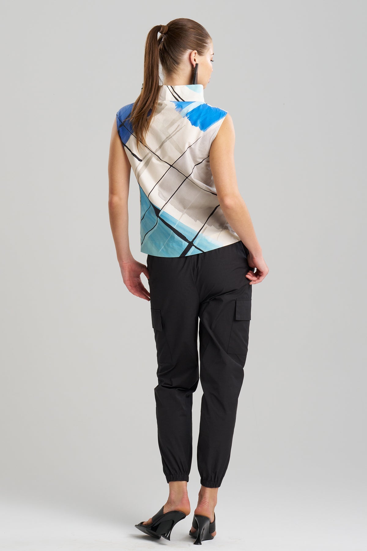 Natori Buy Sorairo Printed Cotton Poplin Funnel Neck Top online