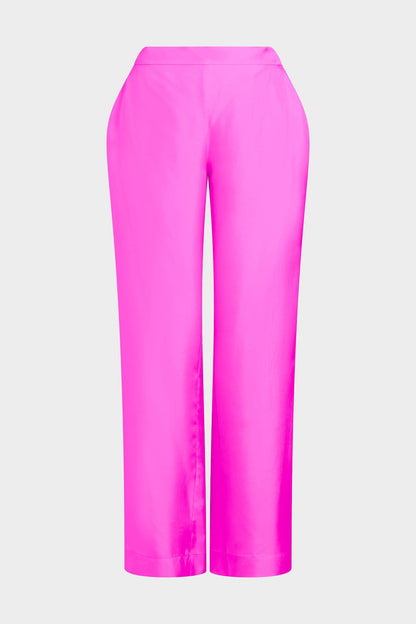 Natori Solid Silk Twill Pull On Straight Leg Pants