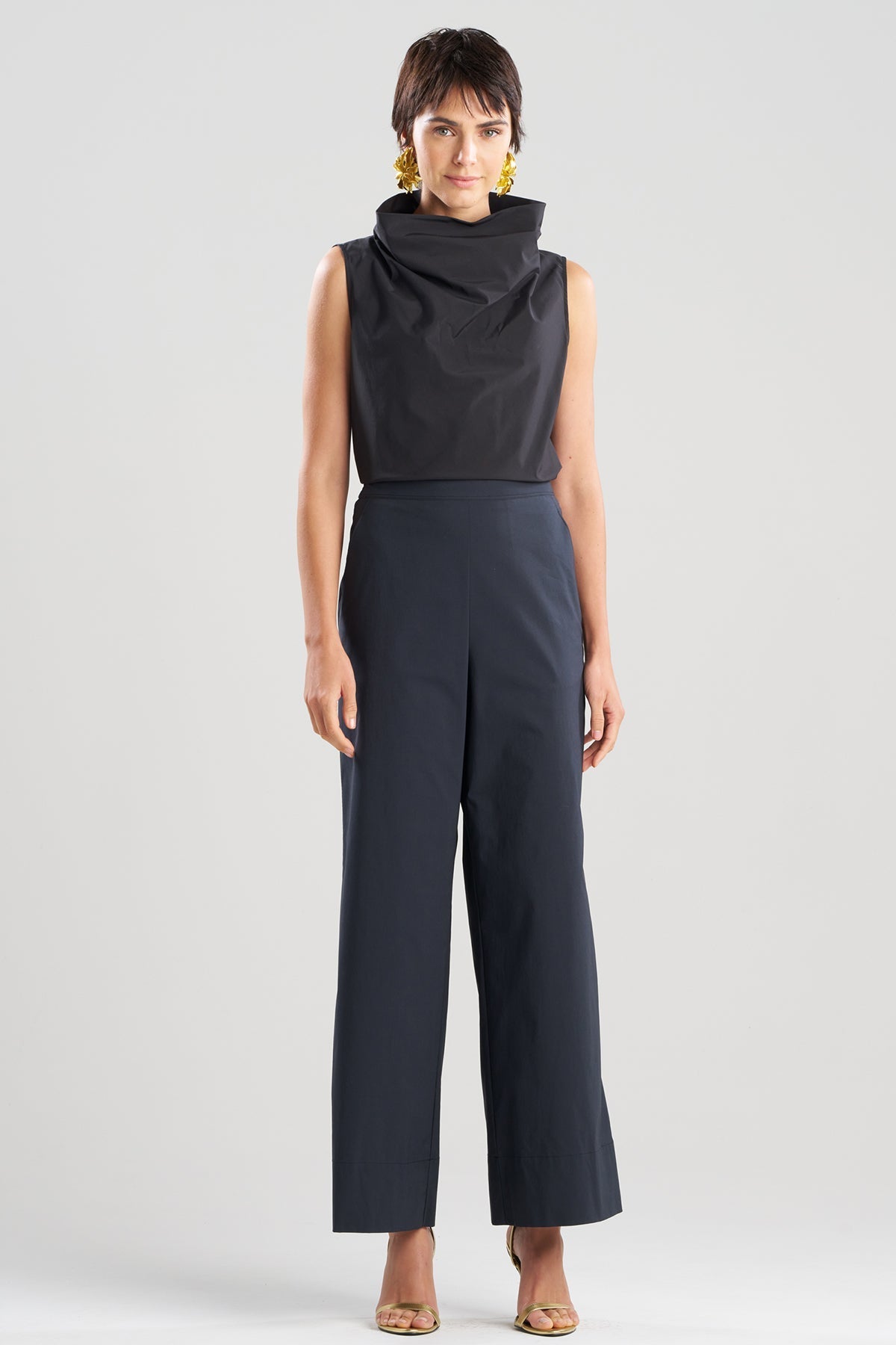 Natori Tech Cotton Taffeta Wide Pull On Pants