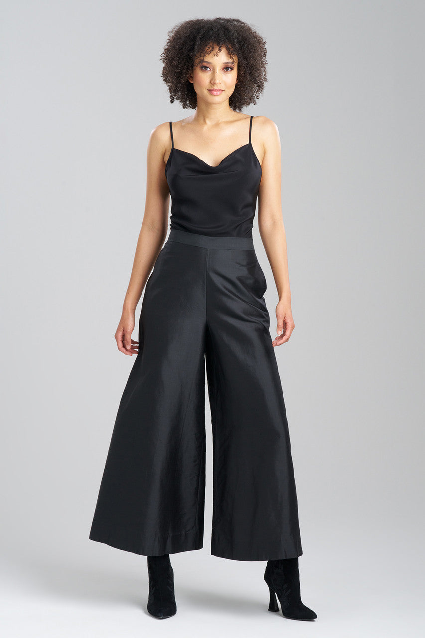 Natori Buy Couture Silk Dupioni Palazzo Pants in Black Online