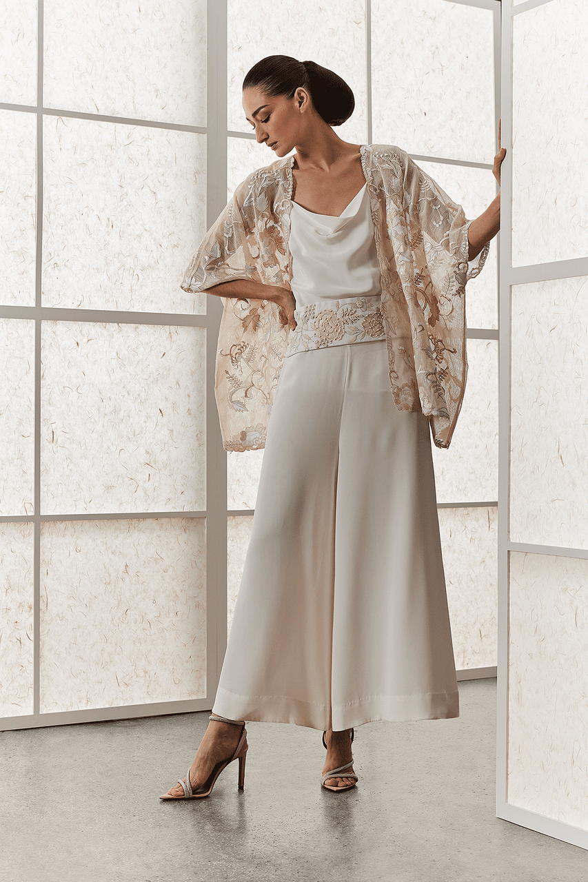 Natori Buy Couture Silk Crepe Palazzo Pants in Warm White Online