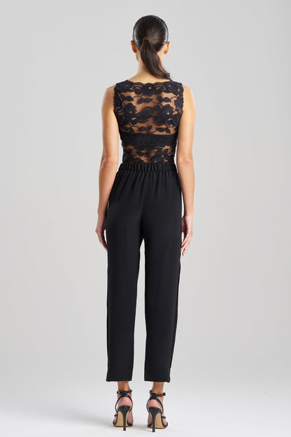 Natori Buy Silk Crepe Tapered Pants in Black Online