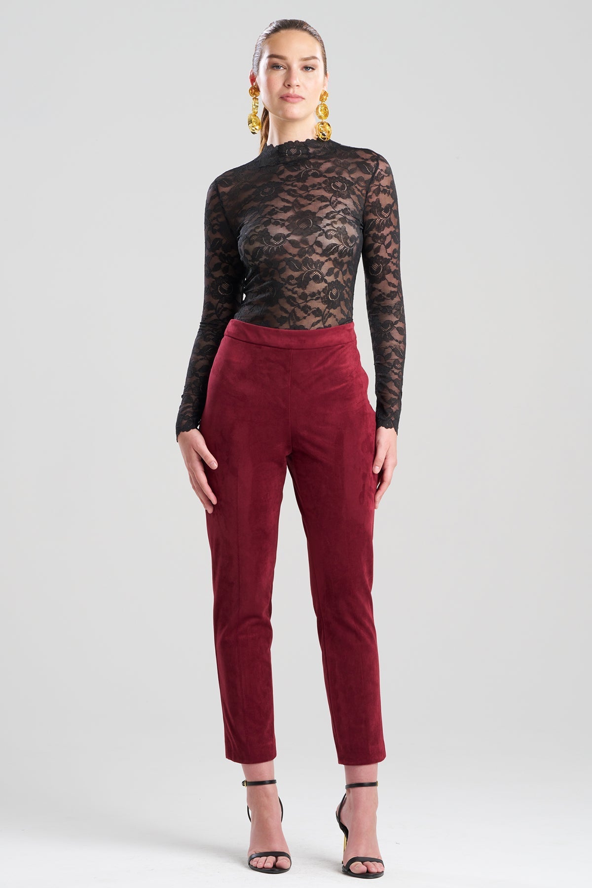 Natori Vegan Luxe Suede Side Zip Ankle Pants