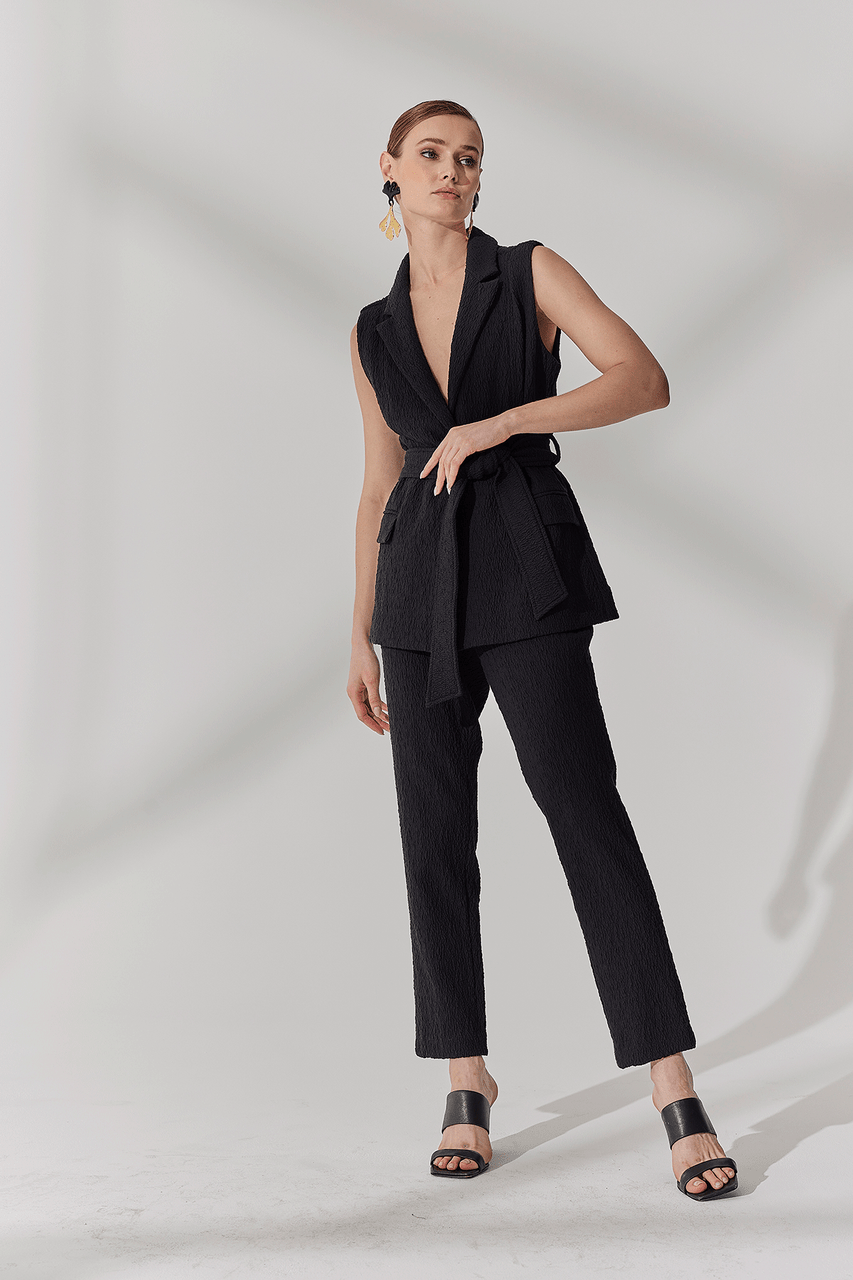 Natori Buy Stretch Texture Jacquard Ankle Pants in Black Online