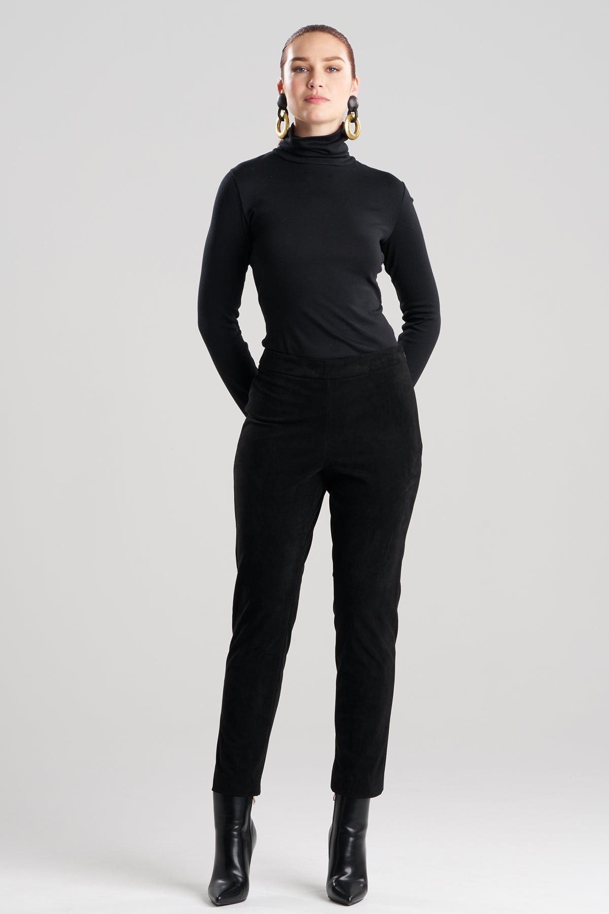 Natori Vegan Luxe Suede Side Zip Ankle Pants