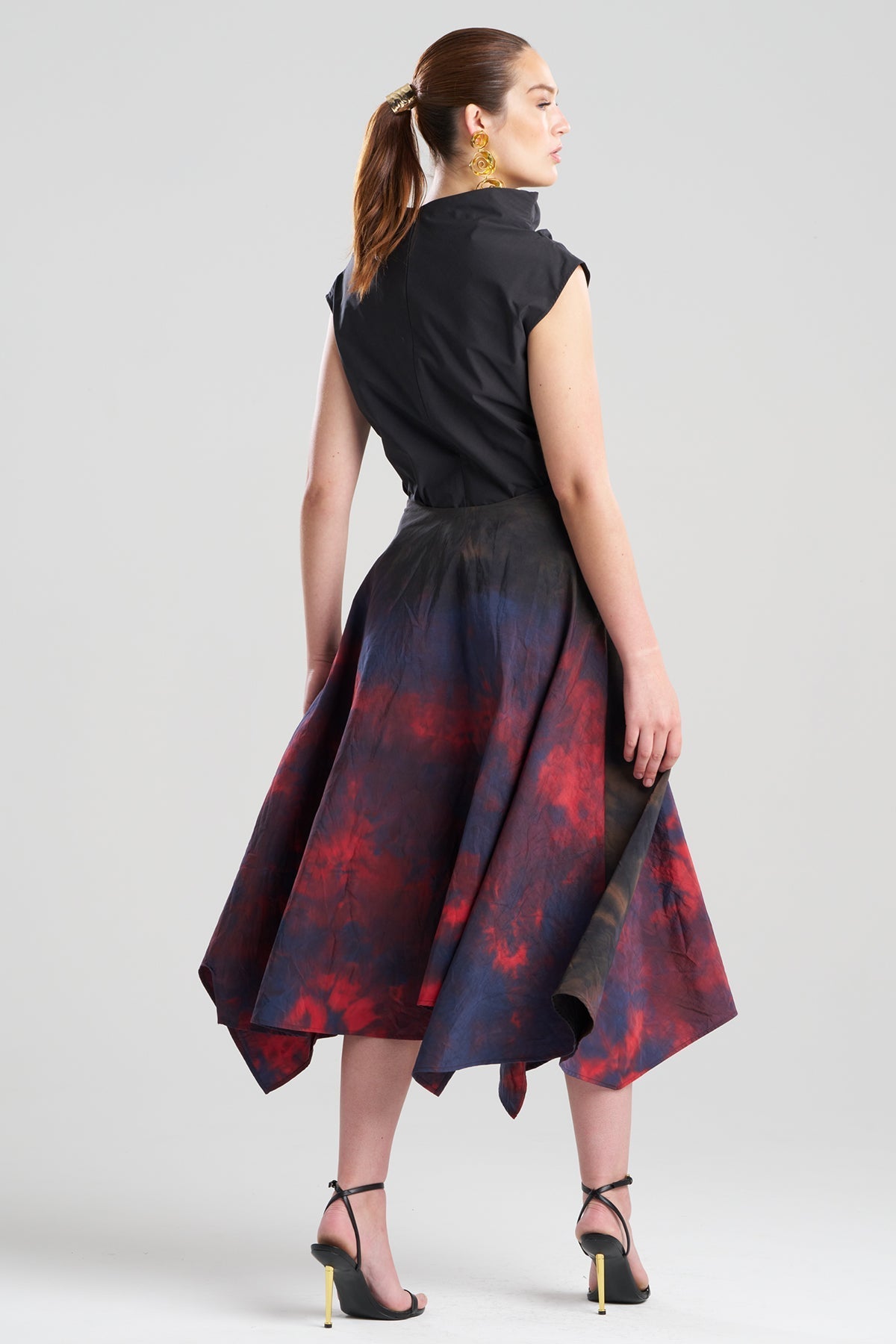 Natori Niji Tie Dye Taffeta Origami Maxi Skirt