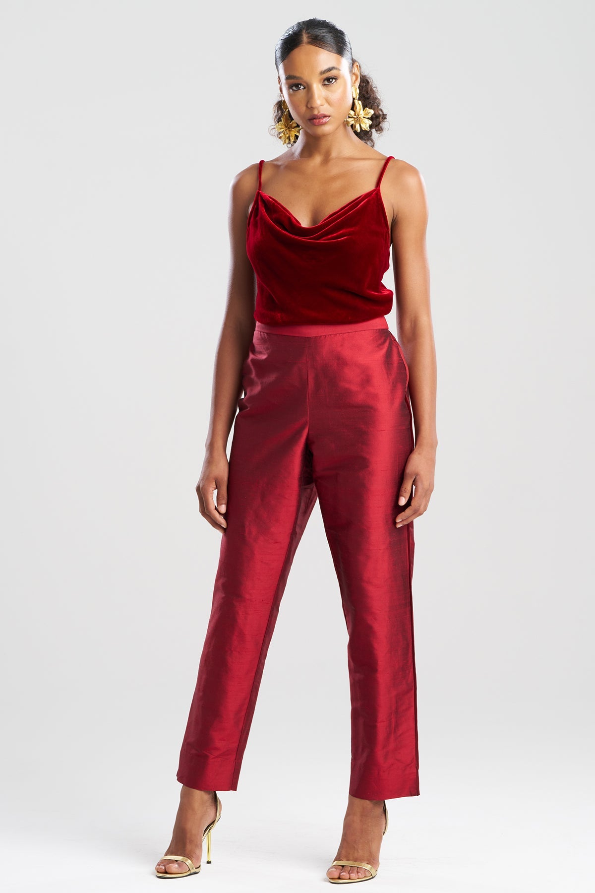 Natori Couture Silk Dupioni Slim Pants