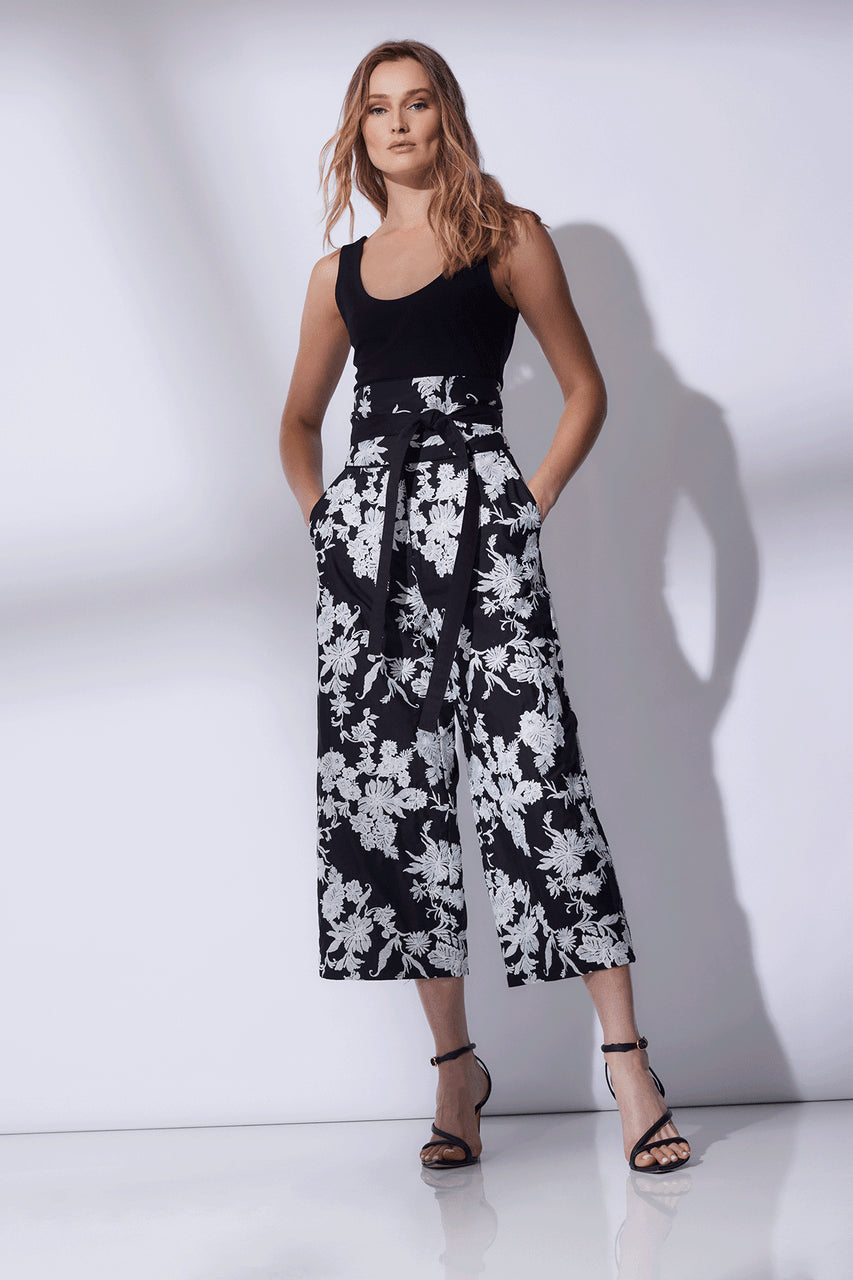 Natori Buy Tangier Embroidered Cotton Pants in Black/White Online