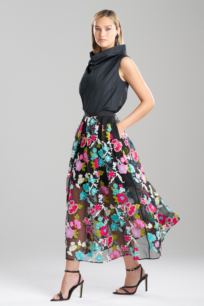 Natori Buy Tangier Embroidered Tulle Maxi Skirt in Black Multi Online