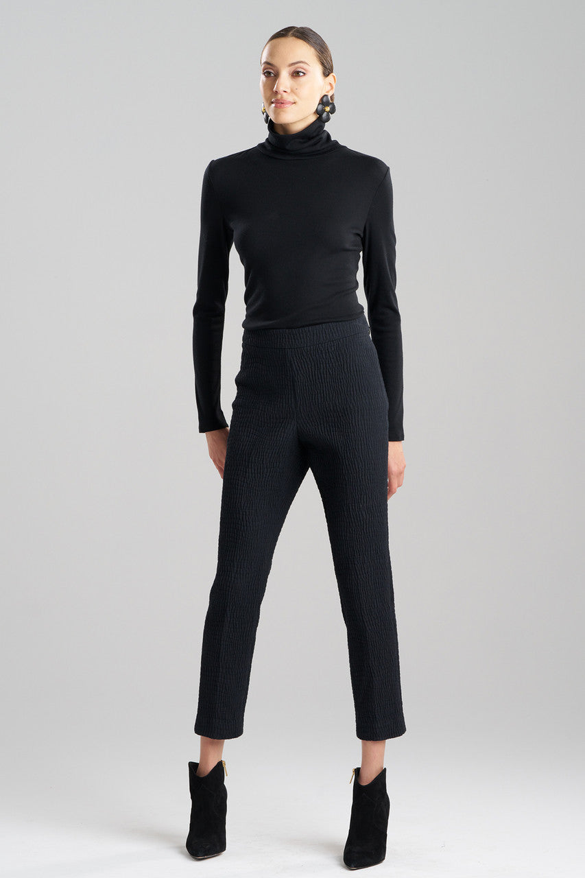 Natori Buy Textured Cotton Jacquard Ankle Pants in Black Online
