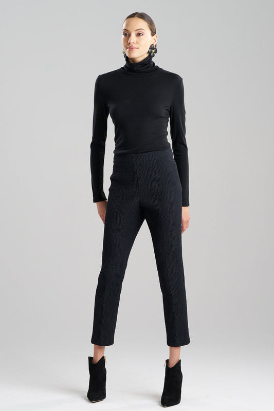 Natori Buy Textured Cotton Jacquard Ankle Pants in Black Online
