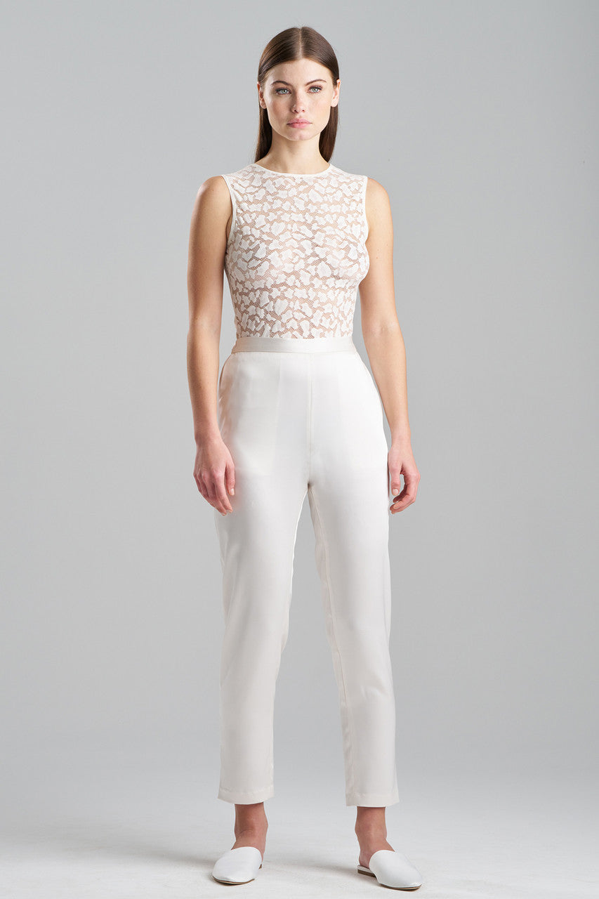 Natori Buy Luxe Charmeuse Pull On Tapered Pants in Warm White Online