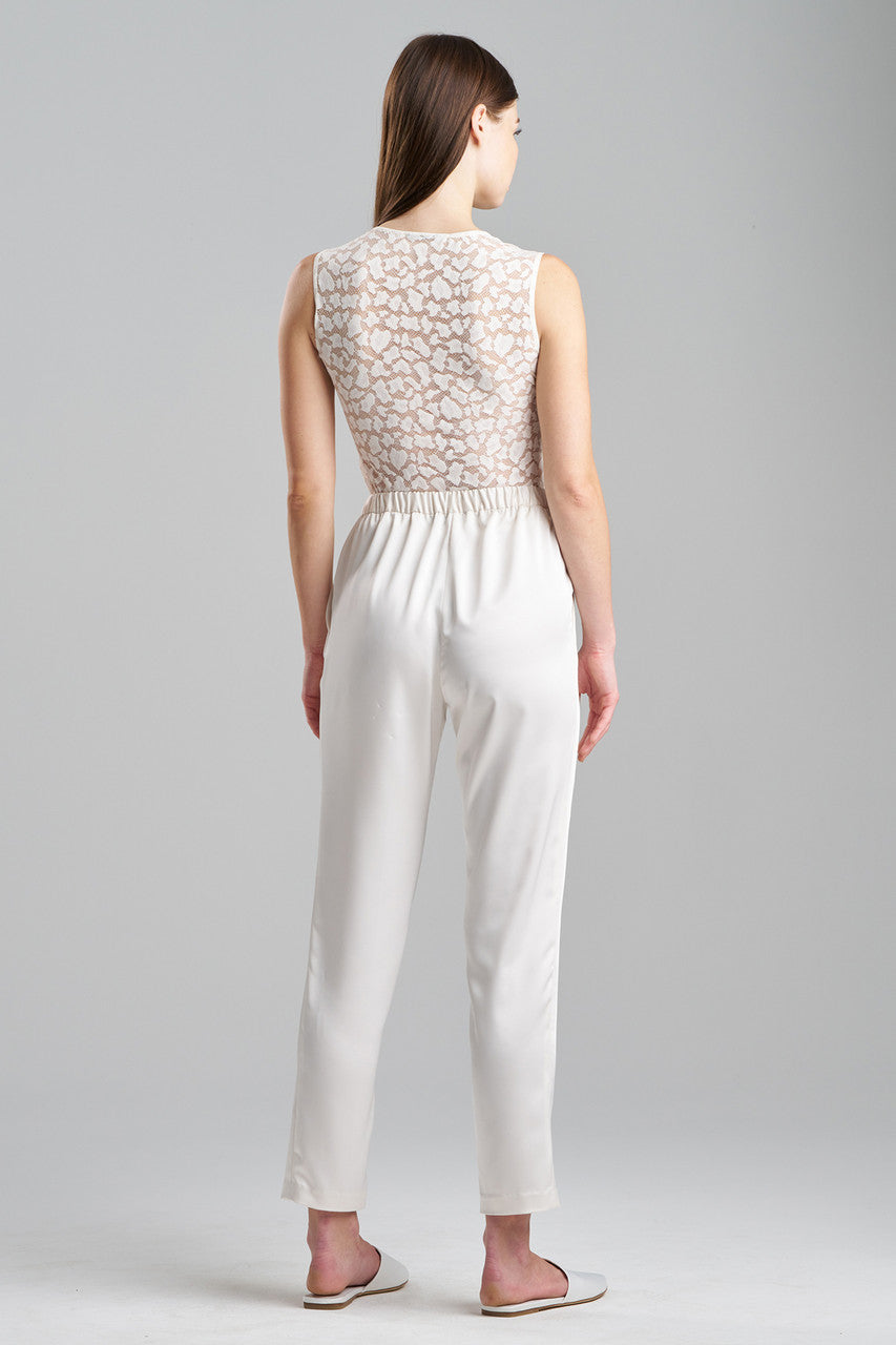 Natori Buy Luxe Charmeuse Pull On Tapered Pants in Warm White Online