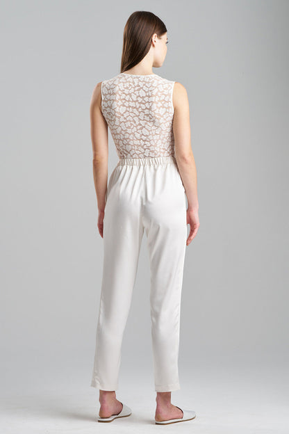 Natori Buy Luxe Charmeuse Pull On Tapered Pants in Warm White Online