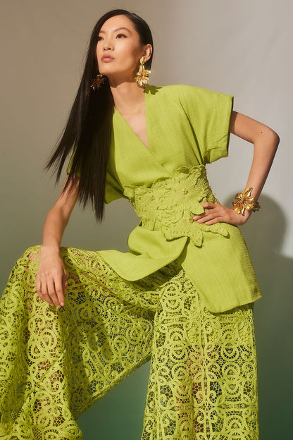 Natori Raffia Lace Palazzo Pants