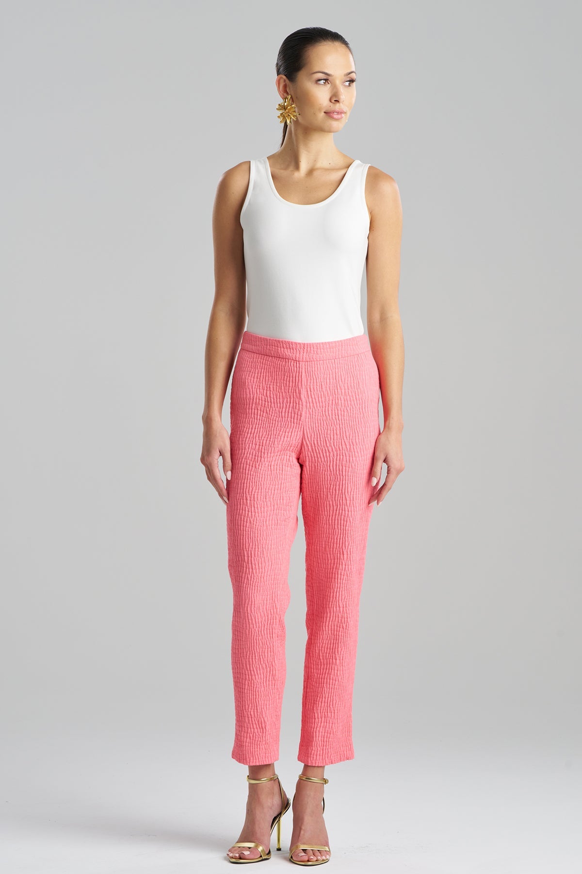Natori Textured Cotton Jacquard Ankle Pants