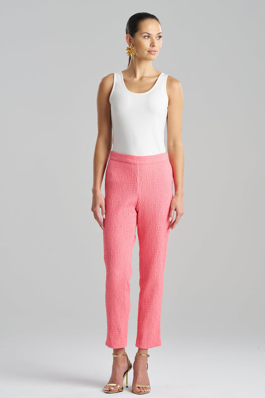Natori Textured Cotton Jacquard Ankle Pants