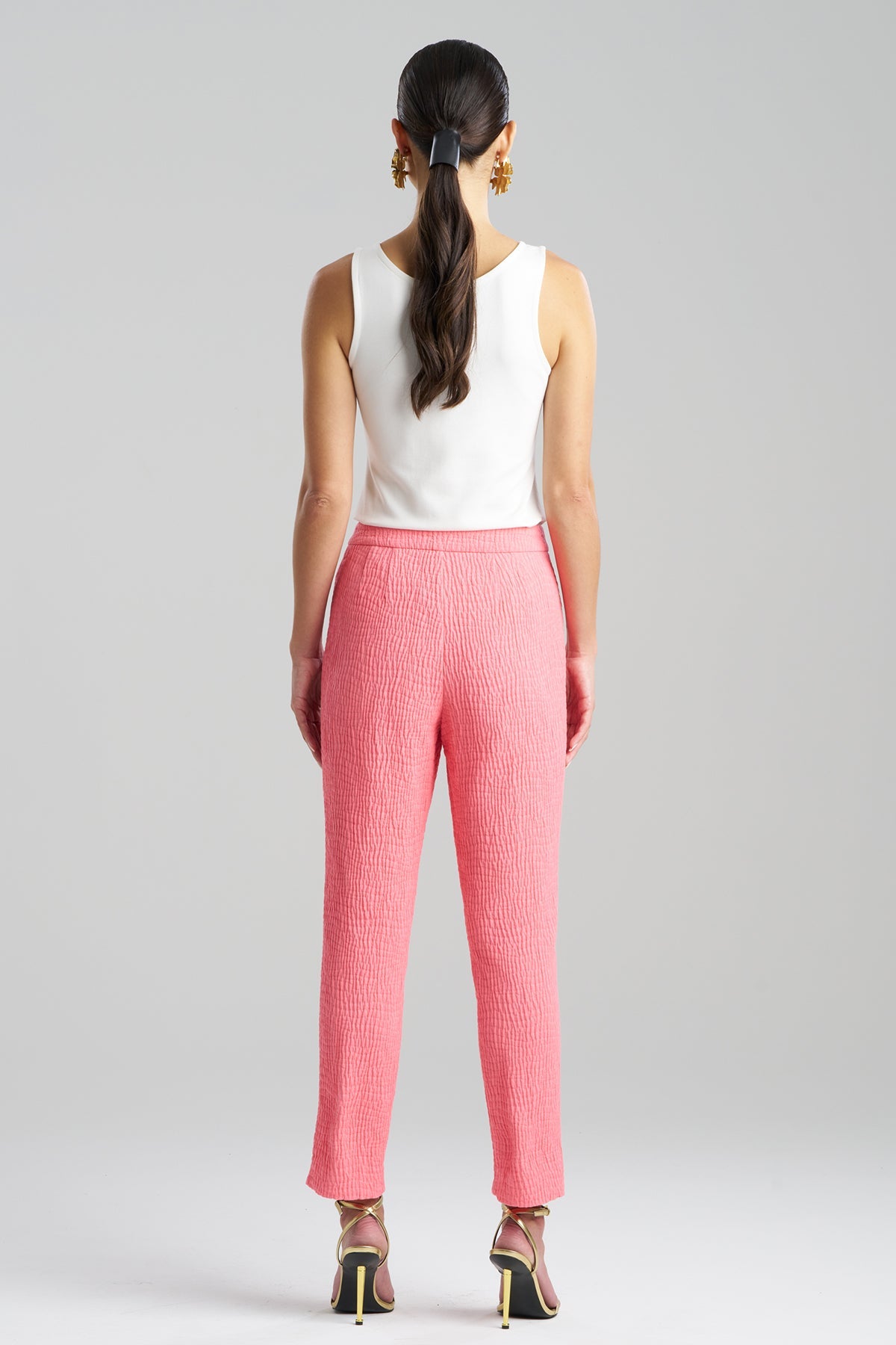 Natori Textured Cotton Jacquard Ankle Pants