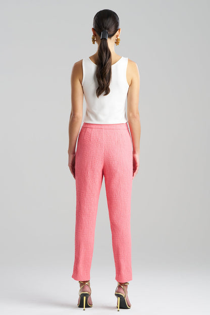 Natori Textured Cotton Jacquard Ankle Pants