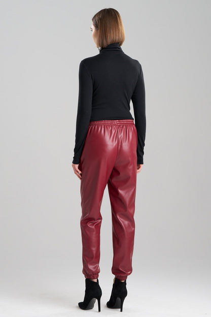 Natori Buy Vegan Luxe Lambskin Jogger Pants in Brick Online