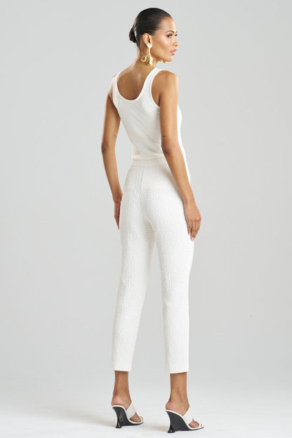Natori Buy Textured Cotton Jacquard Ankle Pants in White Online