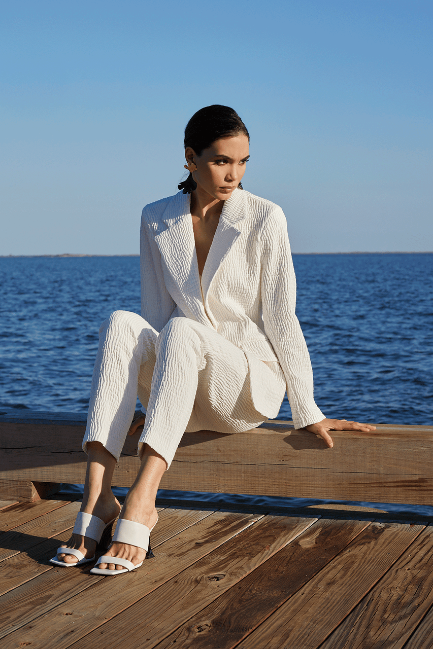 Natori Buy Textured Cotton Jacquard Ankle Pants in White Online