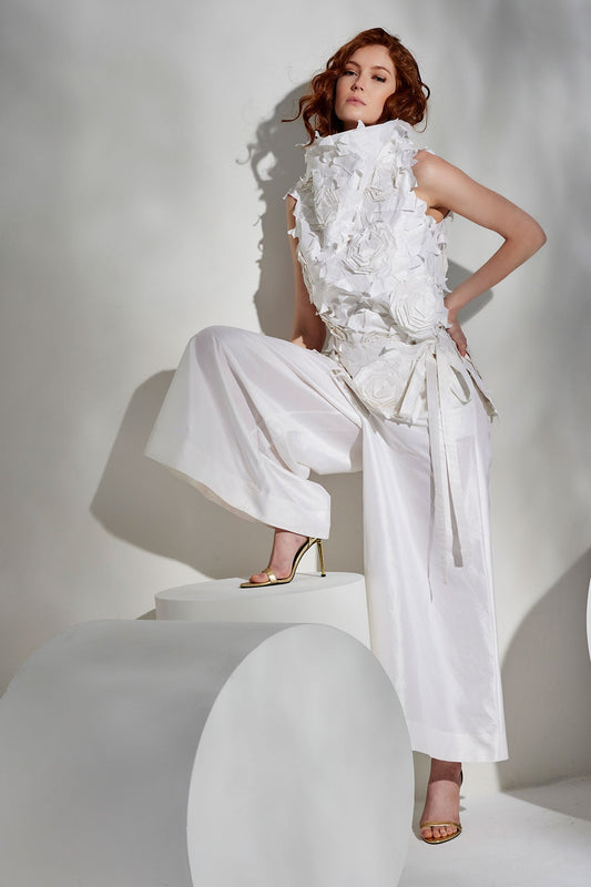 Natori Buy Couture Silk Dupioni Palazzo Pants in White Online