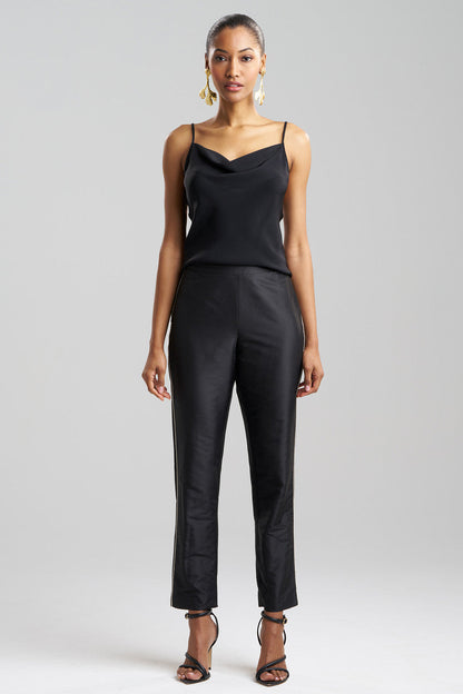 Natori Buy Couture Silk Dupioni Embroidered Slim Pants in Black Online
