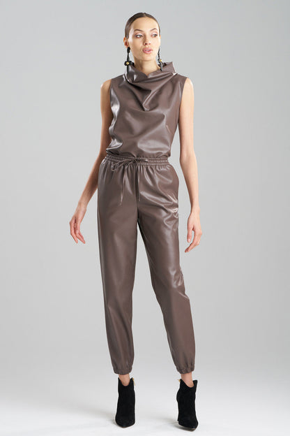 Natori Buy Vegan Luxe Lambskin Jogger Pants in Taupe Online