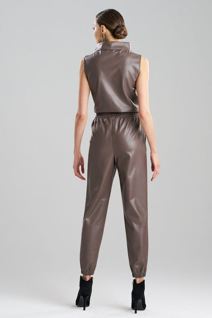 Natori Buy Vegan Luxe Lambskin Jogger Pants in Taupe Online