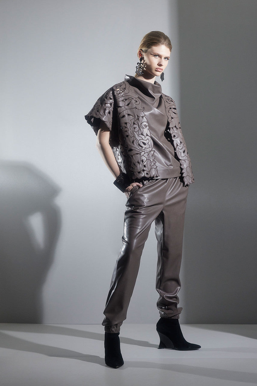 Natori Buy Vegan Luxe Lambskin Jogger Pants in Taupe Online