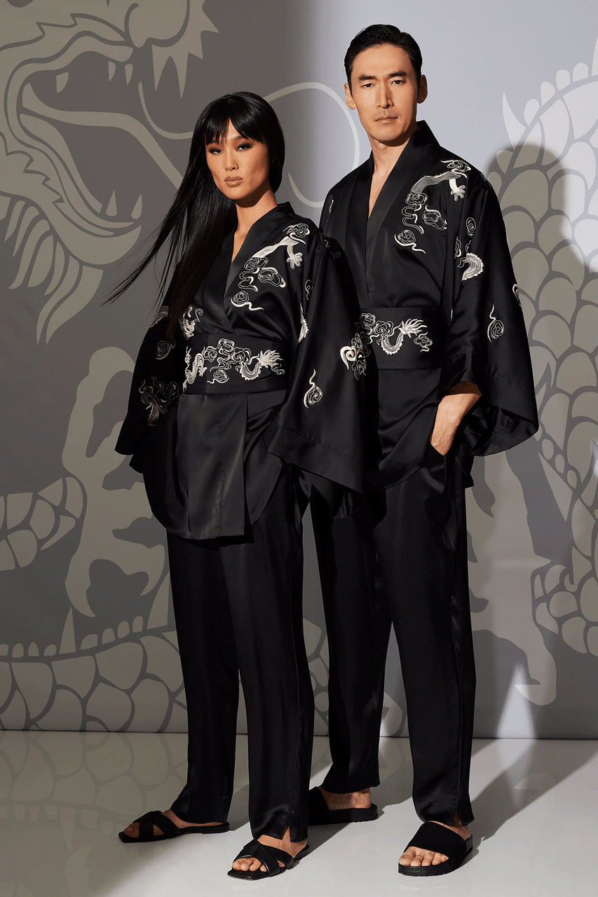 Natori Buy Dragon Techno Poplin Unisex Pants in Black Online