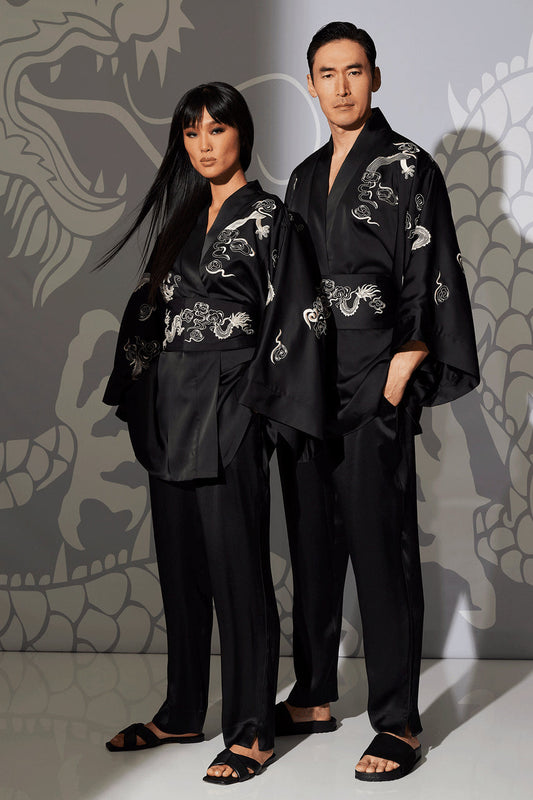 Natori Buy Dragon Techno Poplin Unisex Pants in Black Online
