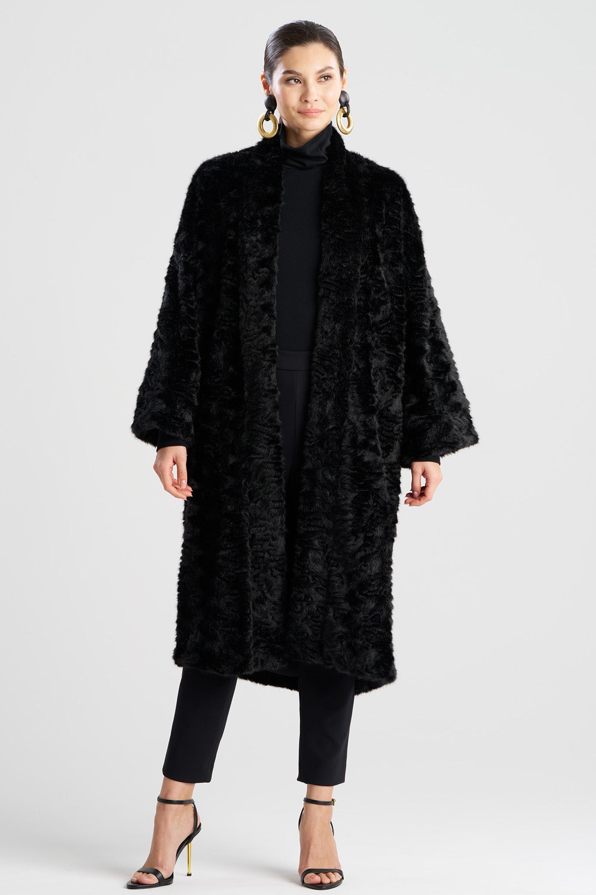 Natori Astrakhan Faux Fur Coat