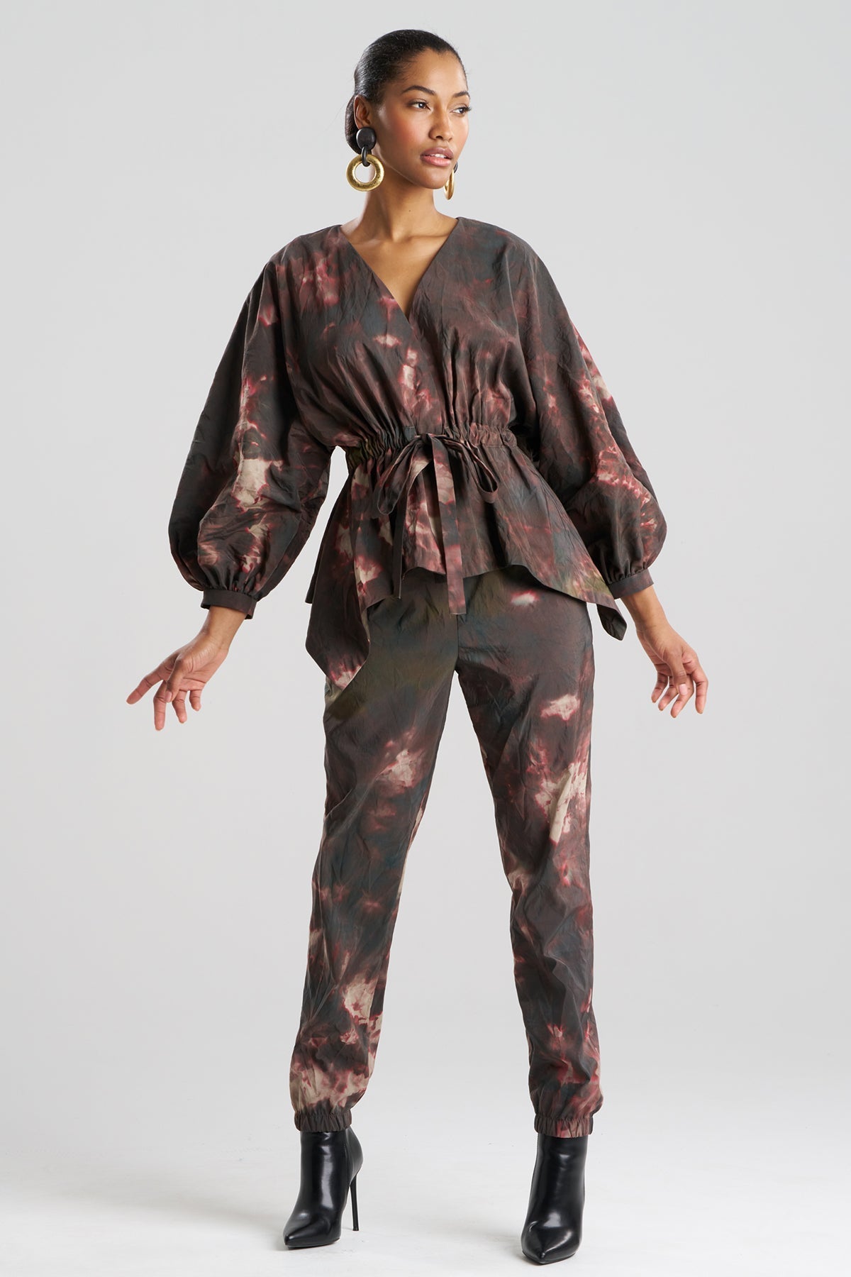 Natori Niji Tie Dye Taffeta Voluminous Sleeve Jacket