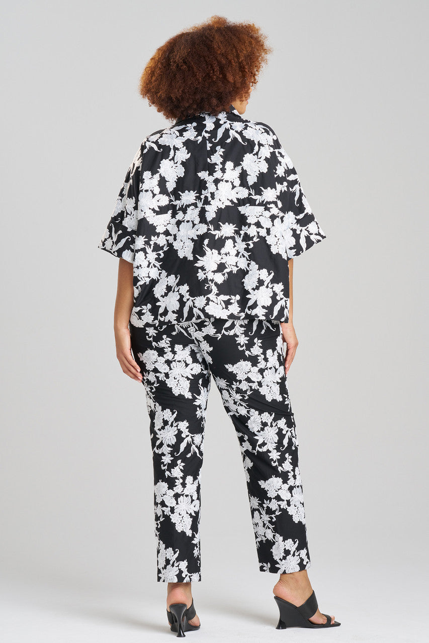 Natori Buy Tangier Embroidered Cotton Jacket in Black/White Online