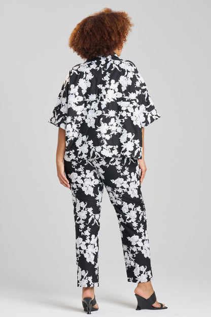 Natori Buy Tangier Embroidered Cotton Jacket in Black/White Online
