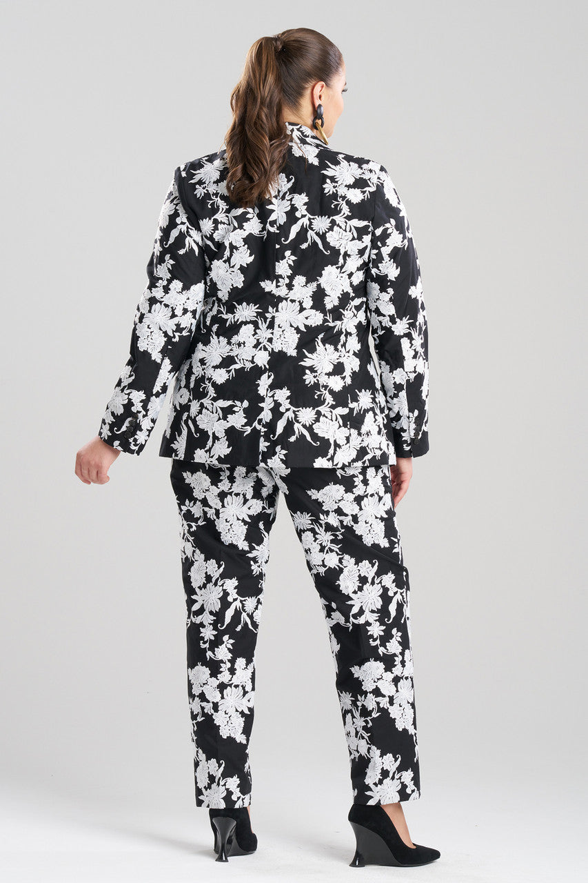 Natori Buy Tangier Embroidered Cotton Tailored Blazer in Black/White Online