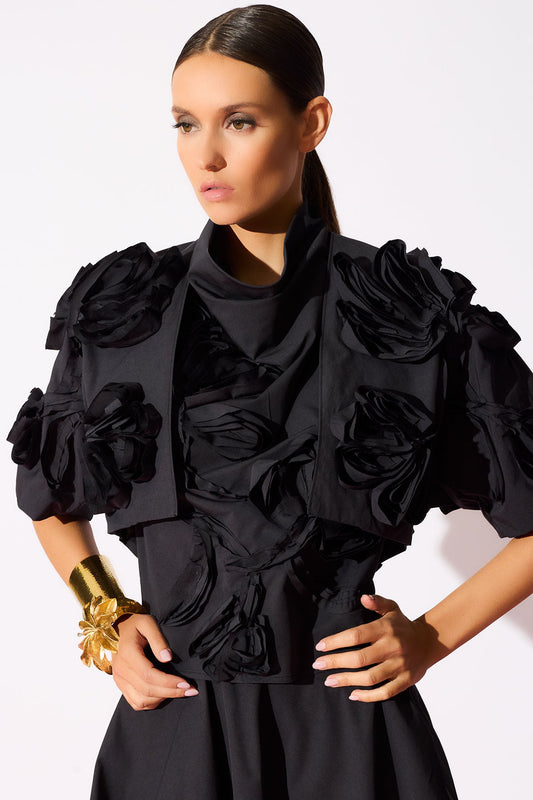 Natori Tech Cotton Taffeta 3D Embroidered Bolero