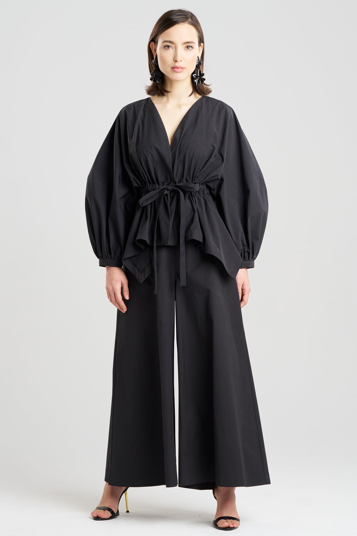 Natori Tech Cotton Taffeta Voluminous Sleeve Jacket