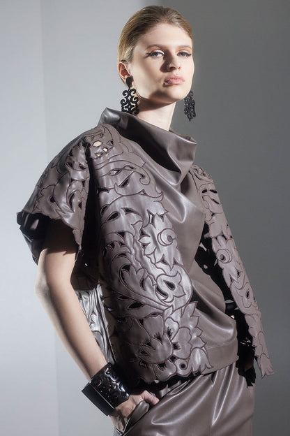 Natori Buy Vegan Luxe Lambskin Embroidered Vest in Taupe Online